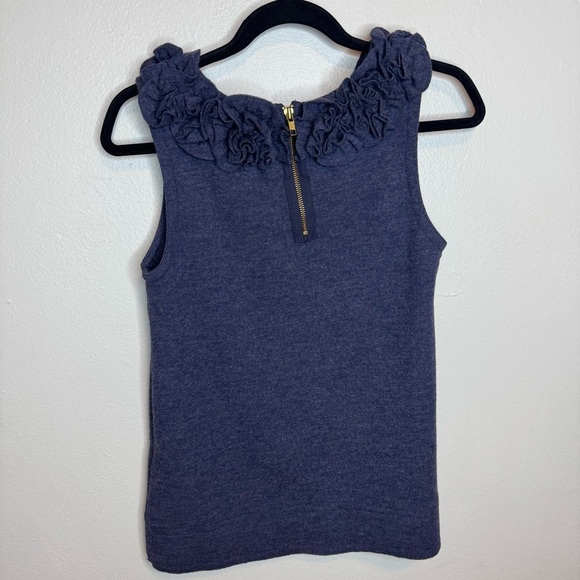 Marc By Marc Jacobs 100% Wool Navy Ruffled Tank Top Sweater - Picture 8 of 9
